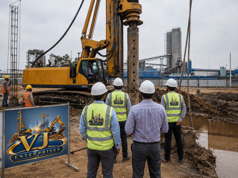 Rotary piling rig at work on a VJ Enterprises foundation site
